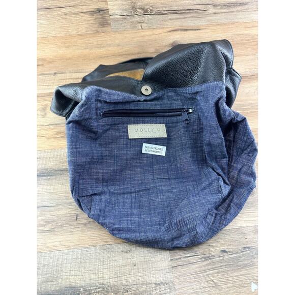 Molly G Made In Los Angeles Leather Brown Blue Hobo Bag Women’s - Picture 6 of 9